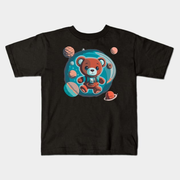 Space Explorer Teddy Bear Kids T-Shirt by 365inspiracji